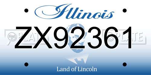 ZX92361 Illinois License Plate