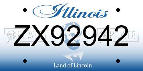 ZX92942 Illinois License Plate