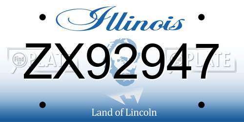 ZX92947 Illinois License Plate