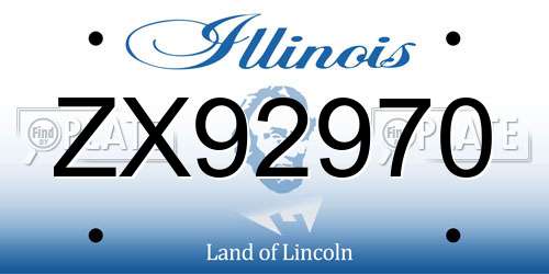 ZX92970 Illinois License Plate