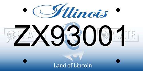 ZX93001 Illinois License Plate