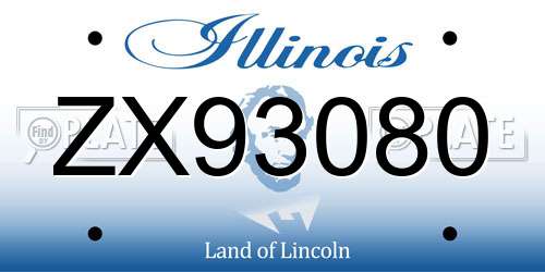 ZX93080 Illinois License Plate
