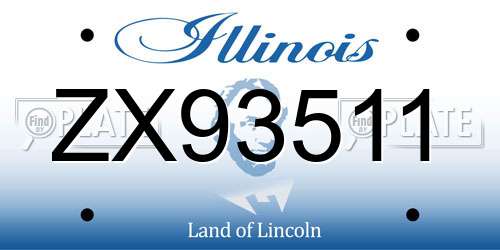 ZX93511 Illinois License Plate