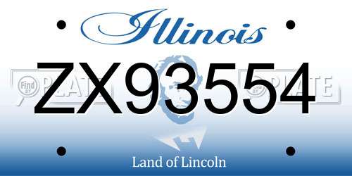 ZX93554 Illinois License Plate