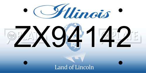 ZX94142 Illinois License Plate
