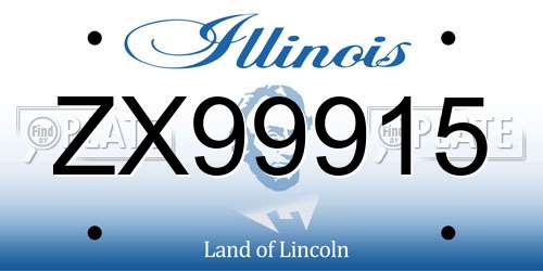 ZX99915 Illinois License Plate