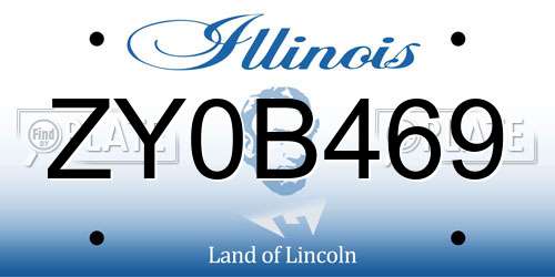 ZY0B469 Illinois License Plate