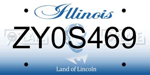ZY0S469 Illinois License Plate