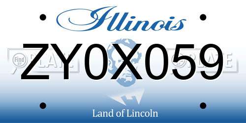 ZY0X059 Illinois License Plate