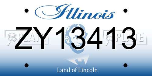 ZY13413 Illinois License Plate