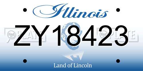 ZY18423 Illinois License Plate