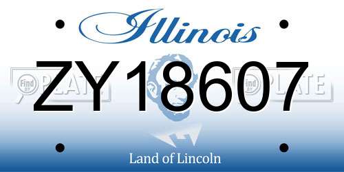 ZY18607 Illinois License Plate