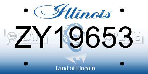ZY19653 Illinois License Plate