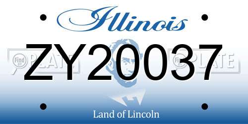 ZY20037 Illinois License Plate