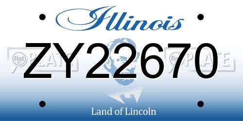 ZY22670 Illinois License Plate