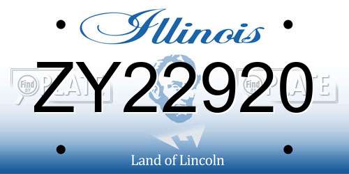 ZY22920 Illinois License Plate