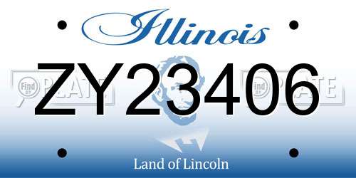 ZY23406 Illinois License Plate