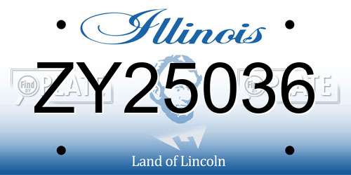 ZY25036 Illinois License Plate