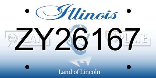 ZY26167 Illinois License Plate