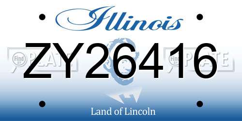 ZY26416 Illinois License Plate