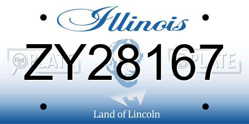 ZY28167 Illinois License Plate