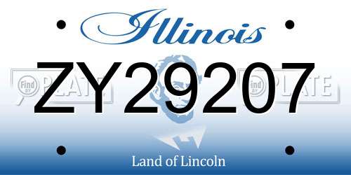 ZY29207 Illinois License Plate