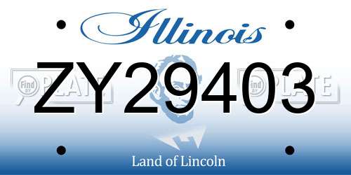 ZY29403 Illinois License Plate