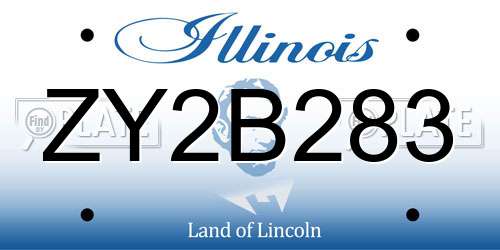 ZY2B283 Illinois License Plate