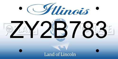 ZY2B783 Illinois License Plate