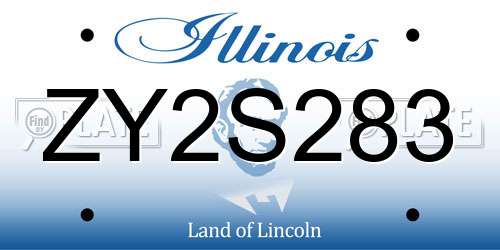 ZY2S283 Illinois License Plate