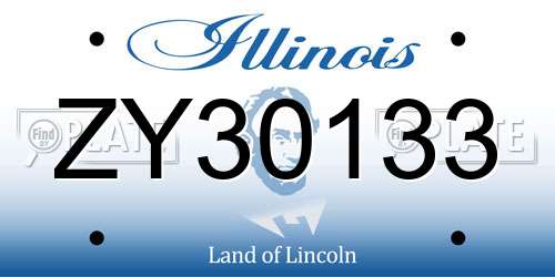 ZY30133 Illinois License Plate