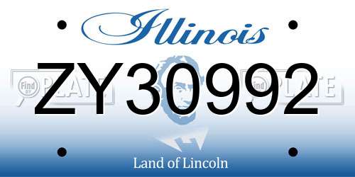 ZY30992 Illinois License Plate
