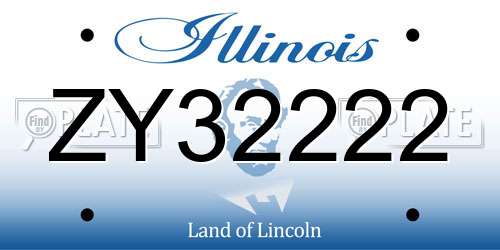 ZY32222 Illinois License Plate