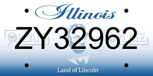 ZY32962 Illinois License Plate