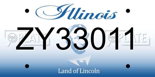 ZY33011 Illinois License Plate