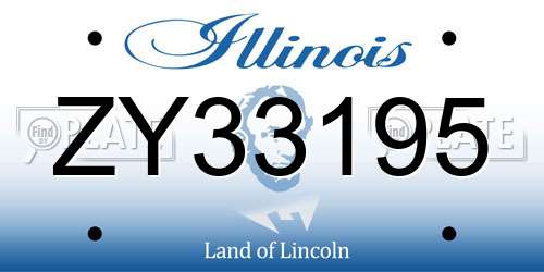 ZY33195 Illinois License Plate
