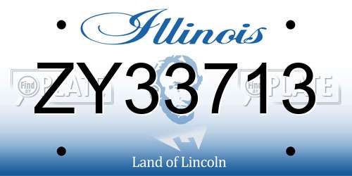 ZY33713 Illinois License Plate