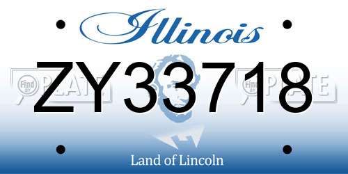 ZY33718 Illinois License Plate