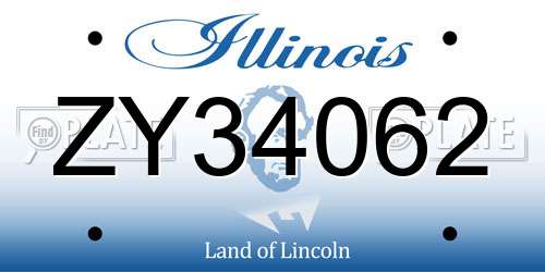 ZY34062 Illinois License Plate