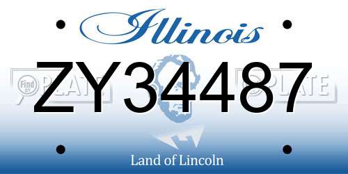 ZY34487 Illinois License Plate