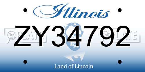 ZY34792 Illinois License Plate
