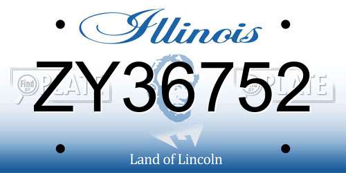 ZY36752 Illinois License Plate