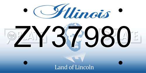 ZY37980 Illinois License Plate