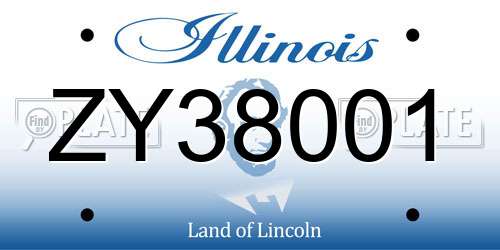 ZY38001 Illinois License Plate