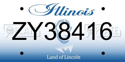 ZY38416 Illinois License Plate