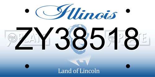 ZY38518 Illinois License Plate