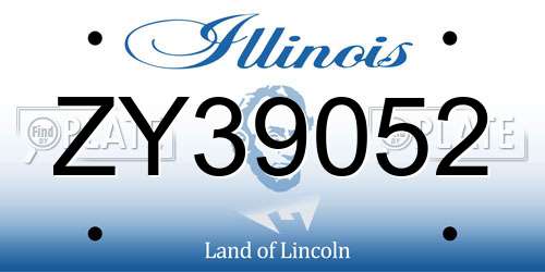 ZY39052 Illinois License Plate