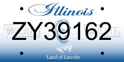 ZY39162 Illinois License Plate