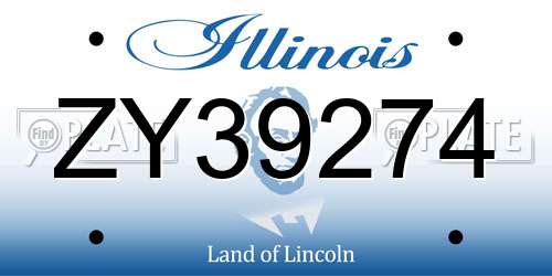 ZY39274 Illinois License Plate