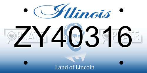 ZY40316 Illinois License Plate